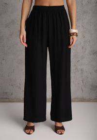 Renee - Czarny Letni Komplet Kamizelka z Paskiem i Ozdobnymi Guzikami i Szerokie Spodnie Sharieth. Kolor: czarny #4