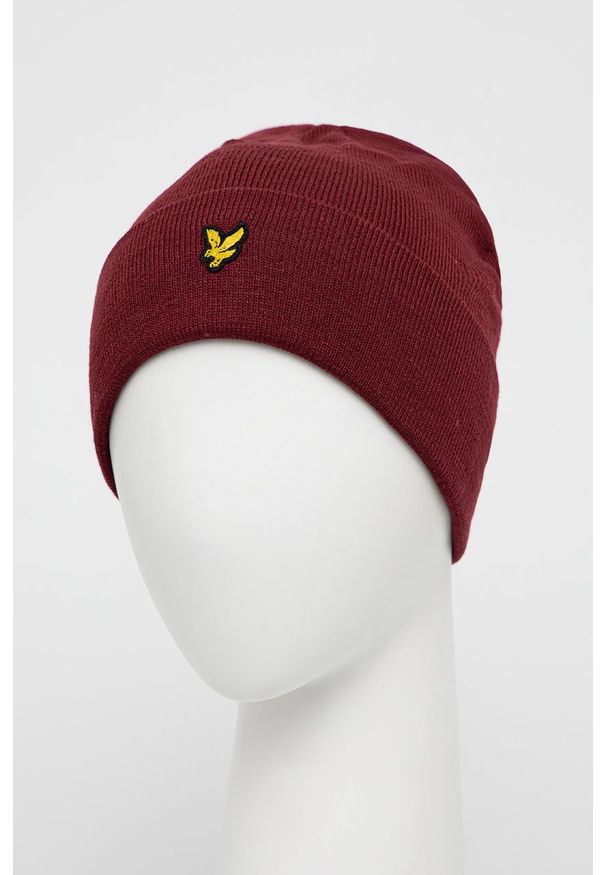 Lyle & Scott - Czapka. Kolor: czerwony. Materiał: włókno, dzianina, materiał