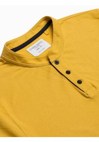Ombre Clothing - Koszulka męska polo bawełniana S1381 - żółta - XXL. Typ kołnierza: polo. Kolor: żółty. Materiał: bawełna #3