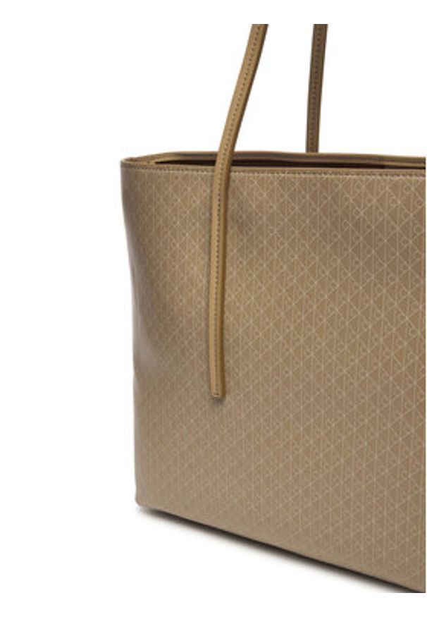 Calvin Klein Torebka Emblem Aop Tote W/ Pouch LV04F3266G Beżowy. Kolor: beżowy. Materiał: skórzane