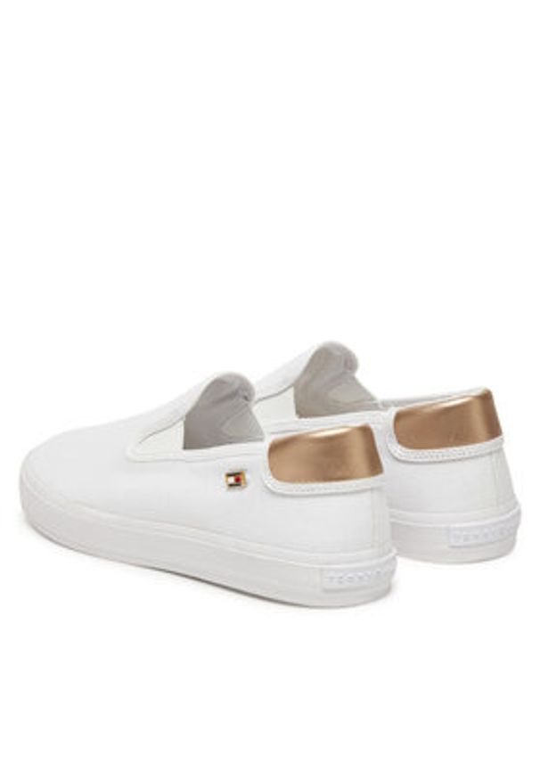 TOMMY HILFIGER - Tommy Hilfiger Tenisówki Vulc Canvas Slip-On Sneaker FW0FW08645 Biały. Zapięcie: bez zapięcia. Kolor: biały. Materiał: materiał