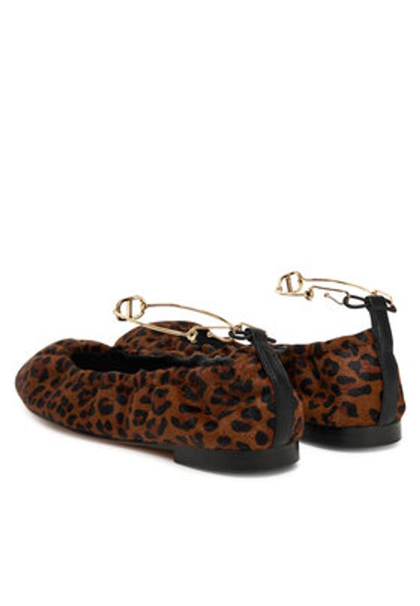 TwinSet - TWINSET Baleriny 252TCP224 Brązowy. Kolor: brązowy. Materiał: skóra