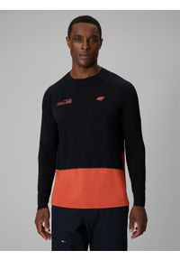 4f - 4F Longsleeve trekkingowy regular męski - czarny L. Kolor: czarny. Materiał: materiał, włókno. Długość rękawa: długi rękaw. Długość: długie. Sport: turystyka piesza #1