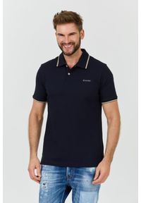 Guess - GUESS Granatowe męskie polo Lyle, Rozmiar XXL. Typ kołnierza: polo. Kolor: niebieski