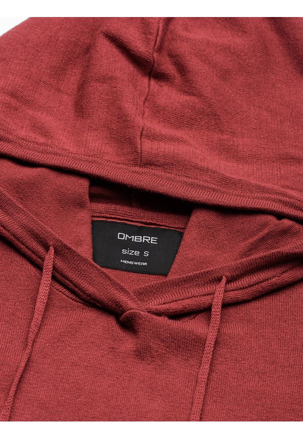 Ombre Clothing - Sweter męski z kapturem - ciemnoczerwony V6 E187 - XXL. Typ kołnierza: kaptur. Kolor: czerwony. Materiał: bawełna, nylon