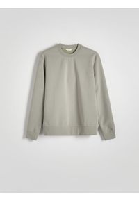 Reserved - Gładka bluza z bawełną - jasnozielony. Kolor: zielony. Materiał: bawełna. Wzór: gładki