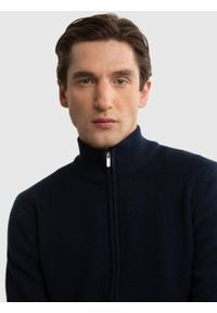 Big-Star - Sweter męski o ryżowym splocie rozpinany granatowy Zirelian 403. Kolor: niebieski. Materiał: bawełna. Wzór: ze splotem #4
