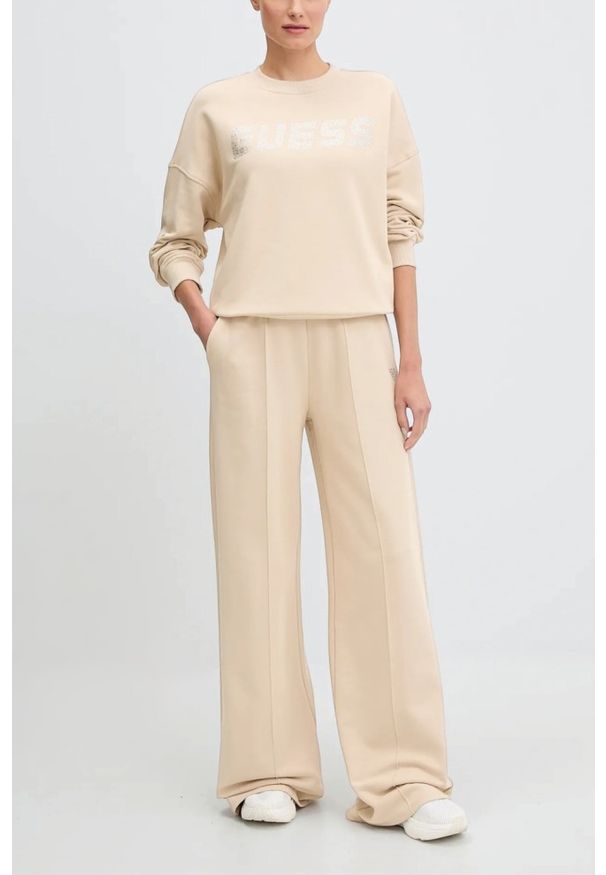 Guess - GUESS Beżowa damska bluza Primula, Rozmiar M. Kolor: beżowy