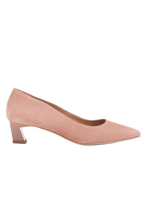 Marco Shoes Eleganckie czółenka na niskim obcasie różowe. Kolor: różowy. Obcas: na obcasie. Styl: elegancki. Wysokość obcasa: niski