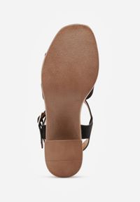 Born2be - Czarne Sandały VICES na Platformie i Obcasie z Dwoma Paskami Noemala. Okazja: na co dzień. Zapięcie: pasek. Kolor: czarny. Materiał: jeans. Wzór: ażurowy. Obcas: na obcasie. Styl: casual, elegancki, klasyczny. Wysokość obcasa: średni #3