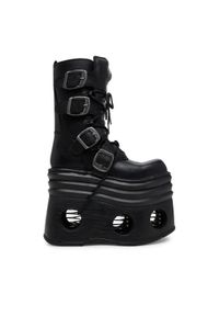 NEW ROCK Botki M-373-C446 Czarny. Kolor: czarny. Materiał: skóra. Styl: rockowy