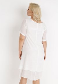 Born2be - Biała Sukienka Hekile. Kolor: biały. Materiał: materiał, bawełna. Styl: wakacyjny. Długość: midi