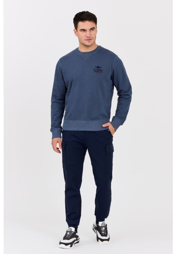 Aeronautica Militare - AERONAUTICA MILITARE Niebieska męska bluza With Vintage Effect, Rozmiar XXL. Kolor: niebieski. Materiał: bawełna. Styl: vintage