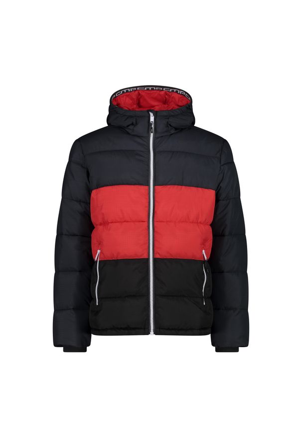 Kurtka z kapturem CMP. Typ kołnierza: kaptur. Kolor: czerwony, wielokolorowy, czarny. Materiał: puch. Sezon: zima. Sport: narciarstwo