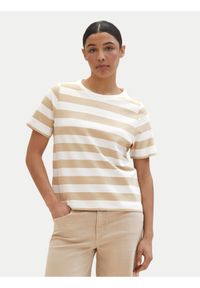 Tom Tailor T-Shirt 1040584 Beżowy Regular Fit. Kolor: beżowy. Materiał: bawełna