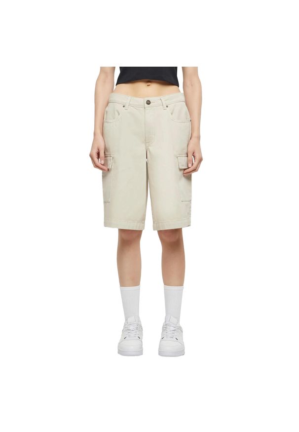 Urban Classics - Damskie Bawełniane Szorty Cargo. Kolor: biały. Materiał: bawełna. Sport: turystyka piesza