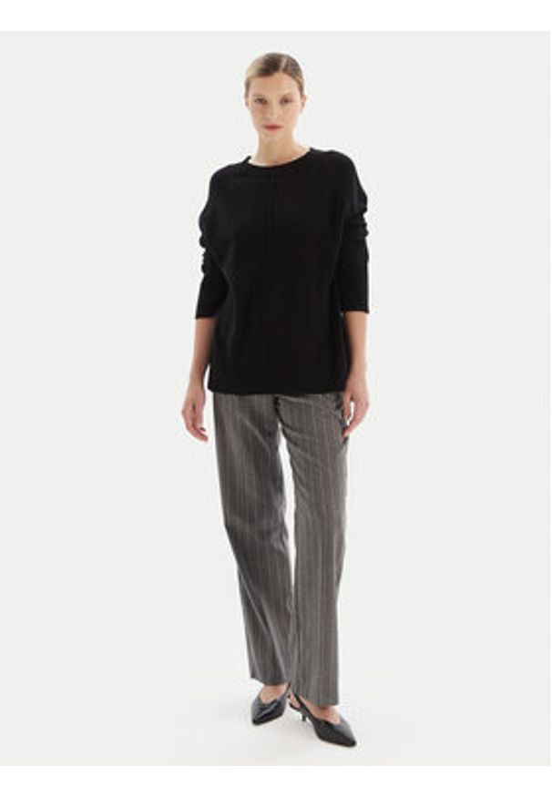 KAOS Sweter RI1KT003 Czarny Regular Fit. Kolor: czarny. Materiał: wełna