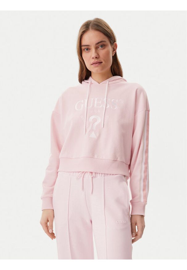 Guess Bluza V5GQ17 KCRT1 Różowy Regular Fit. Kolor: różowy. Materiał: syntetyk