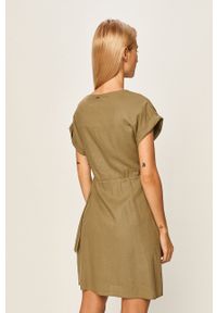 Pepe Jeans - Sukienka Julieta. Okazja: na co dzień. Kolor: zielony. Materiał: bawełna, materiał, wiskoza, tkanina, len. Długość rękawa: krótki rękaw. Wzór: gładki. Typ sukienki: proste. Styl: casual. Długość: mini #3