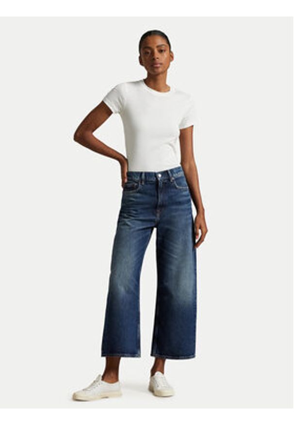 Polo Ralph Lauren Jeansy 211969378001 Granatowy Wide Leg. Kolor: niebieski