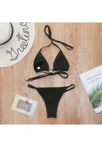 Intica - Bikini z cyrkoniami na plażę z regulowanymi ramiączkami Sivan. Kolor: żółty. Materiał: materiał. Wzór: aplikacja #4