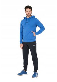 EA7 Emporio Armani - EA7 Dres męski z bluzą z kapturem, Rozmiar S. Kolor: niebieski. Materiał: dresówka #9