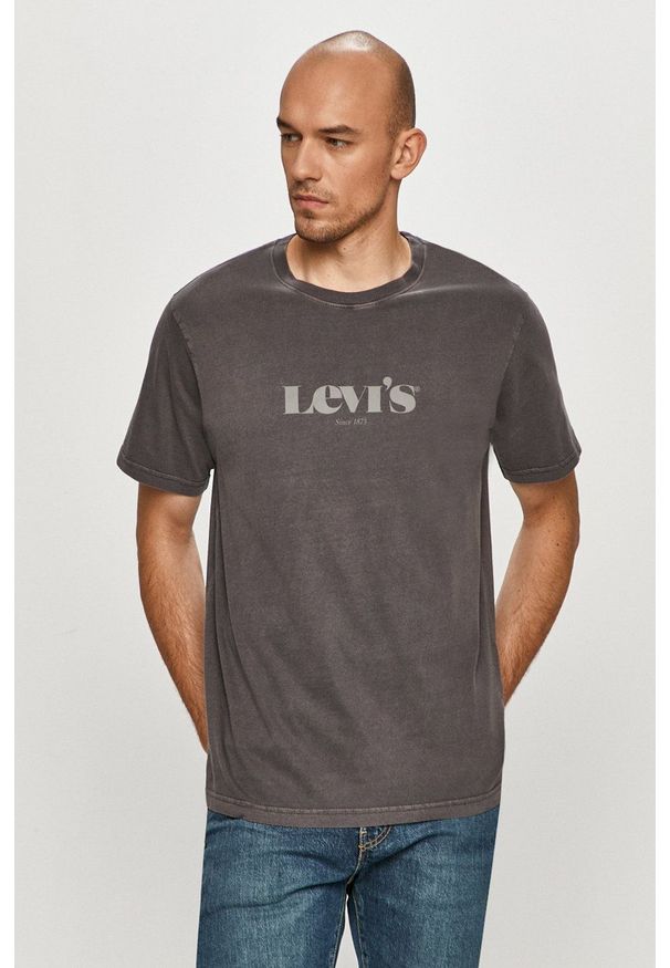 Levi's® - Levi's - T-shirt. Okazja: na spotkanie biznesowe. Kolor: szary. Materiał: dzianina. Wzór: nadruk. Styl: biznesowy