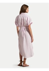 Polo Ralph Lauren Sukienka koszulowa 211965843001 Różowy Regular Fit. Typ kołnierza: polo. Kolor: różowy. Materiał: len. Typ sukienki: koszulowe #3