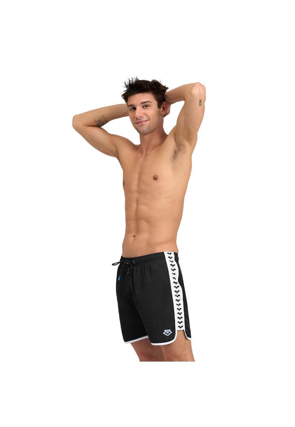 Spodenki Arena Icons Team Stripe Boxer. Kolor: wielokolorowy, biały, czarny. Materiał: materiał