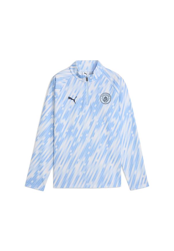 Puma - Młodzieżowa bluza przedmeczowa z zamkiem 1/4 Manchester City PUMA. Kolor: niebieski