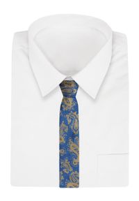 Alties - Krawat - ALTIES - Niebieski, Złote Paisley. Kolor: niebieski, wielokolorowy, złoty, żółty. Materiał: tkanina. Wzór: paisley. Styl: elegancki, wizytowy