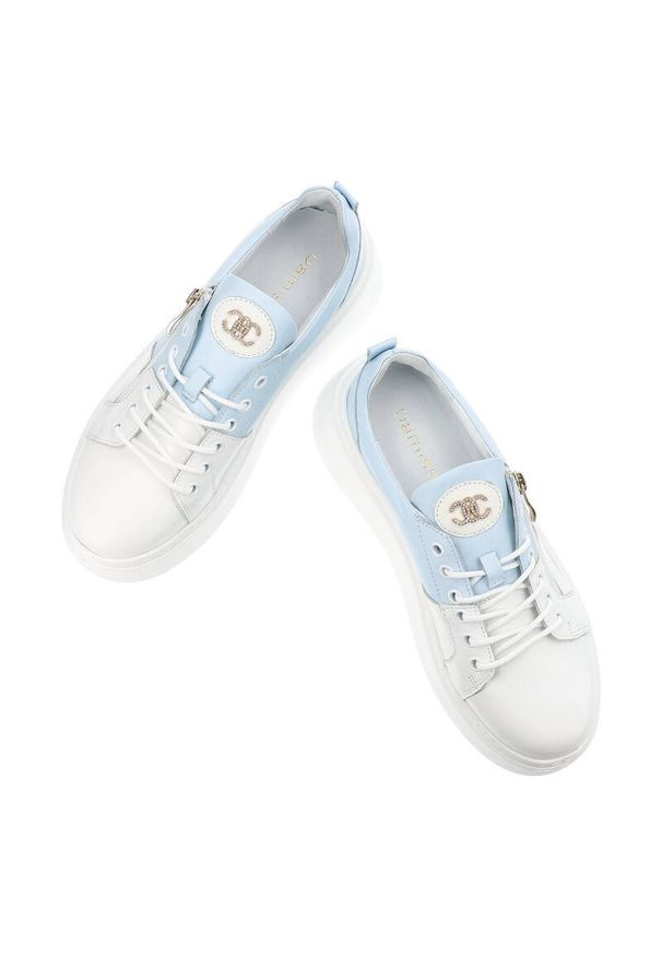 DAMISS - Niebieskie Sneakersy Damiss Wygodne Buty Damskie Na Platformie. Okazja: na co dzień, na spacer, na uczelnię. Kolor: niebieski. Materiał: materiał. Obcas: na platformie. Sport: turystyka piesza