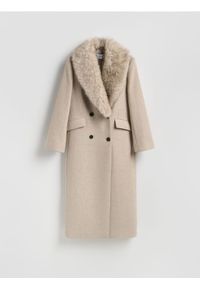 Reserved - Płaszcz z dodatkiem wełny - beżowy. Kolor: beżowy. Materiał: wełna #1