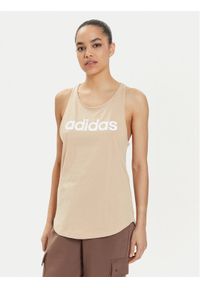 Adidas - adidas Top Essentials IS2087 Beżowy Regular Fit. Kolor: beżowy. Materiał: bawełna