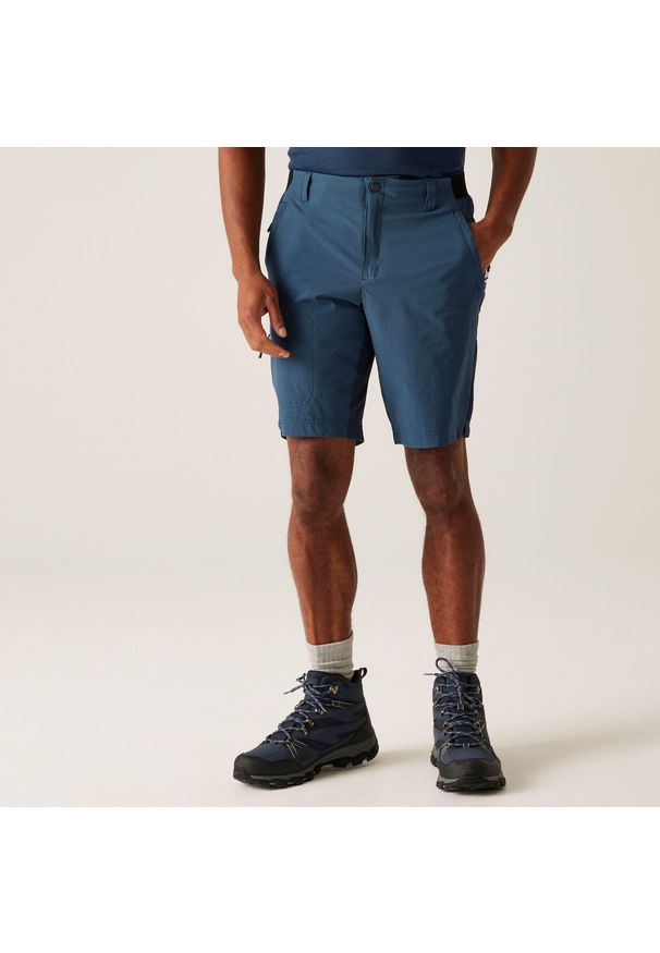 Regatta - Spodenki męskie Eldes. Kolor: niebieski. Materiał: bawełna. Sport: turystyka piesza