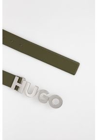 Hugo - HUGO pasek skórzany damski kolor zielony. Kolor: zielony. Materiał: skóra
