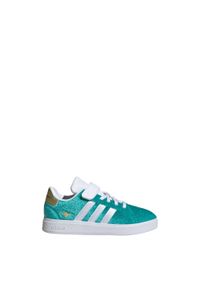 Adidas - Buty adidas Disney Jasmine Grand Court 2.0 dla dzieci. Kolor: żółty, biały, wielokolorowy, niebieski. Wzór: motyw z bajki