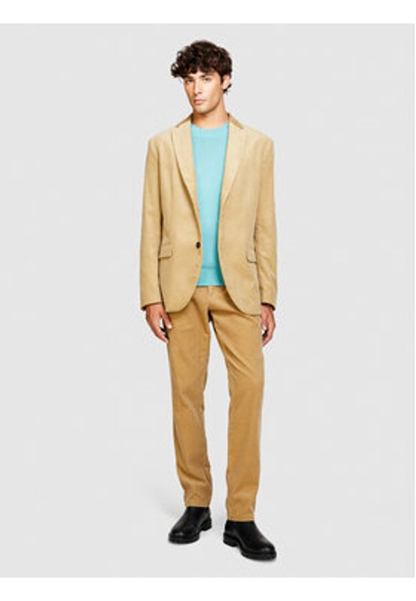 Sisley Marynarka 2SFRSW01B Beżowy Slim Fit. Kolor: beżowy. Materiał: bawełna