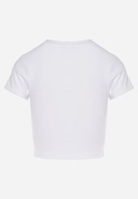 Born2be - Biały T-shirt z Prążkowanego Materiału o Krótkim Kroju Telunna. Okazja: na co dzień, na spotkanie biznesowe. Kolor: biały. Materiał: materiał, prążkowany. Długość: krótkie. Styl: biznesowy, klasyczny, elegancki, casual #3