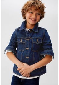 Mango Kids - Kurtka dziecięca John 110-164 cm. Typ kołnierza: bez kaptura. Kolor: morski. Materiał: tkanina, bawełna, jeans, denim. Wzór: gładki #1