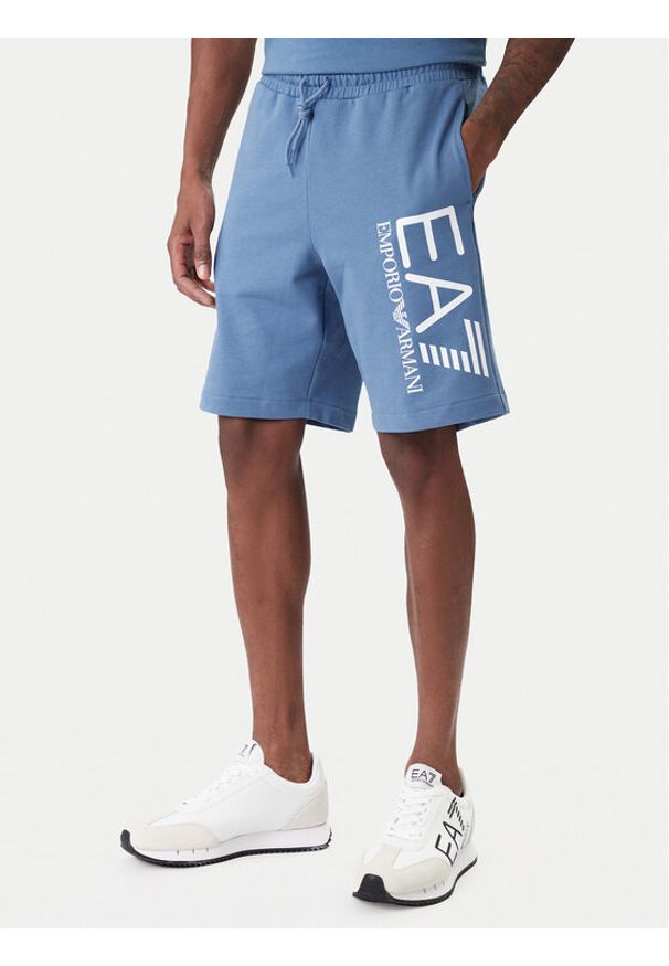 EA7 Emporio Armani Szorty sportowe 7M001414 AF22266 UB064 Niebieski Regular Fit. Kolor: niebieski. Materiał: bawełna. Styl: sportowy