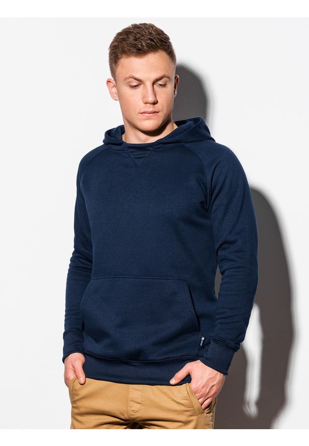 Ombre Clothing - Bluza męska z kapturem B1085 - granatowa - XXL. Typ kołnierza: kaptur. Kolor: niebieski. Materiał: bawełna, poliester
