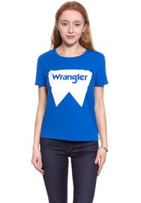 Wrangler - WRANGLER T SHIRT DAMSKI FESTIVAL TEE VICTORIA BLUE W7016EVJS 112130892. Wzór: nadruk