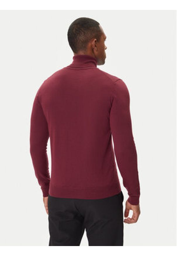 Hugo - HUGO Golf San Thomas-M 50474174 Bordowy Regular Fit. Typ kołnierza: golf. Kolor: czerwony. Materiał: wełna