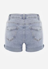 Renee - Niebieskie Szorty Jeansowe High Waist z Dodatkiem Bawełny Neldara. Okazja: na co dzień. Stan: podwyższony. Kolor: niebieski. Materiał: jeans, bawełna. Styl: elegancki, casual, klasyczny #6