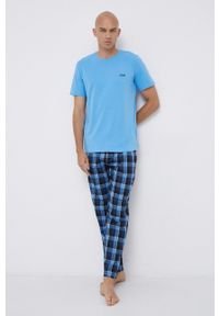 BOSS - Boss - Spodnie piżamowe bawełniane. Kolor: niebieski. Materiał: bawełna #3