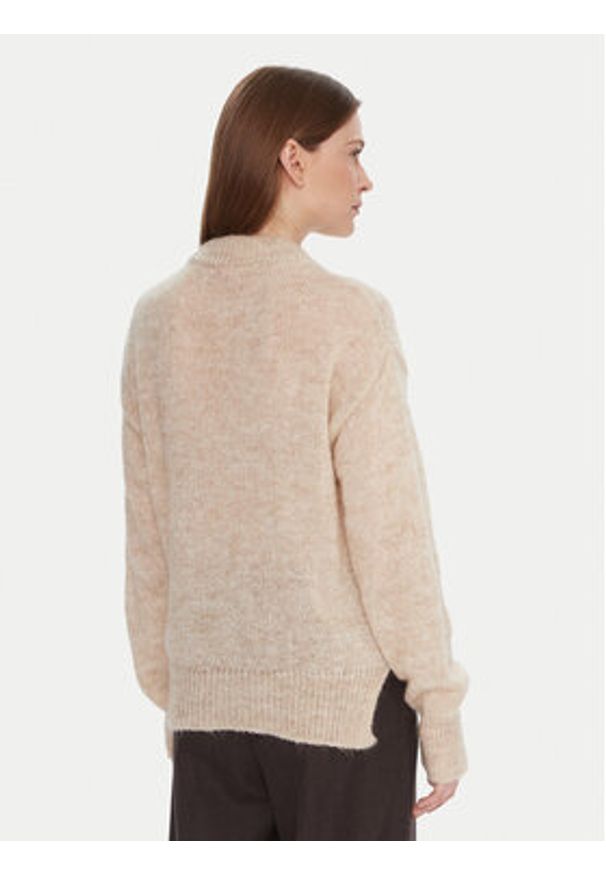 Kontatto Sweter 3M0915C Beżowy Regular Fit. Kolor: beżowy. Materiał: wełna