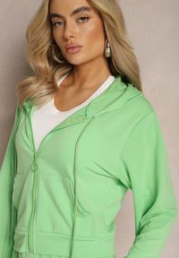 Renee - Jasnozielony Komplet Dresowy o Luźnym Kroju Bluza na Suwak z Kapturem i Spodnie Szerokie Ezorila. Kolor: zielony. Materiał: dresówka #3