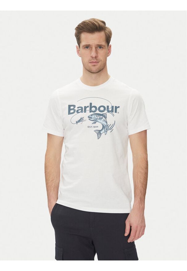 Barbour T-Shirt Lydd MTS1396WH11 Biały Tailored Fit. Kolor: biały. Materiał: bawełna