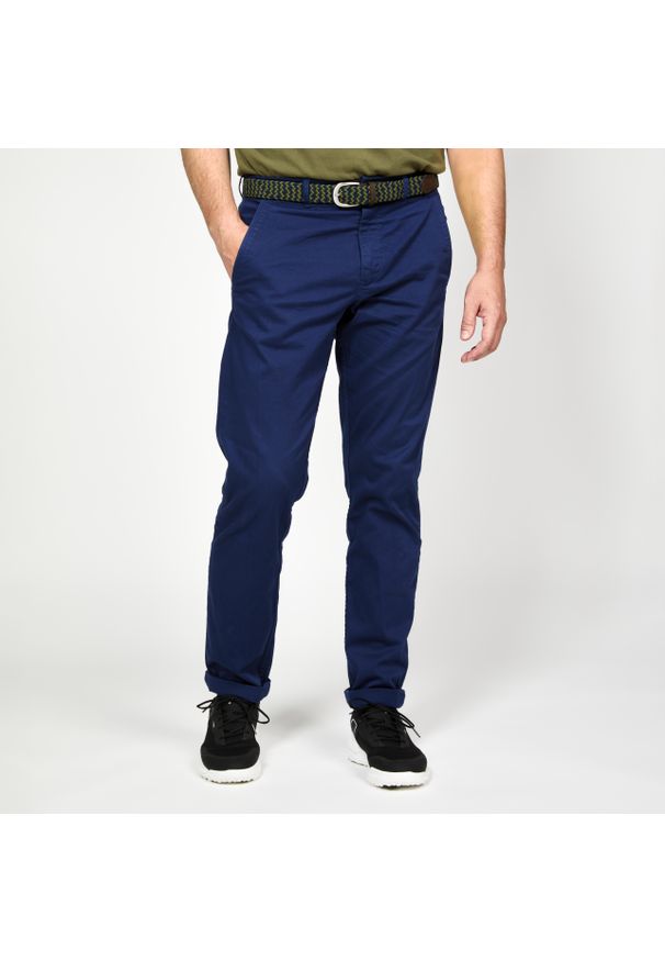 INESIS - Spodnie chinosy do golfa męskie Inesis MW500. Kolor: niebieski. Materiał: materiał, bawełna, poliester, elastan. Sport: golf